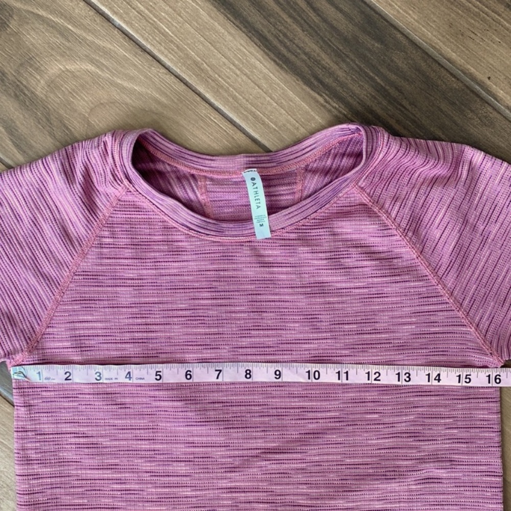 Athleta Pink Purple Short Sleeve Workout Top